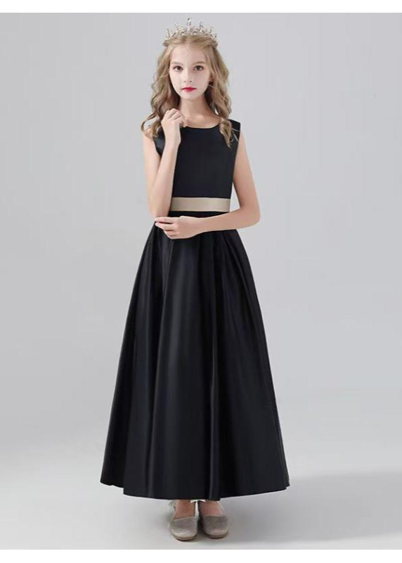 Black Sleeveless Flower Girl Dress