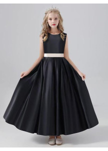 Black Sleeveless Flower Girl Dress