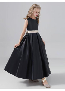 Black Sleeveless Flower Girl Dress