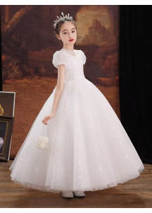 robe de demoiselle d'honneur enfant cérémonie en tulle blanc