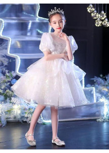 Short White Tulle Flower Girl Dress