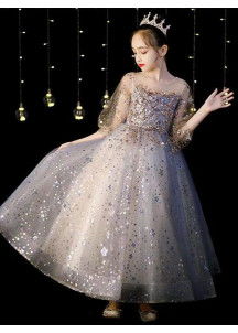 robe de fête petite fille princesse en tulle scintillant