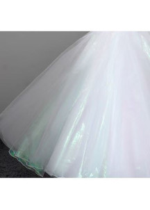 Ceremonial Princess Dress for Children in White Iridescent Tulle