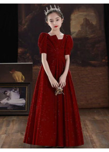 Stunning Long Red Ceremonial Dress for Children