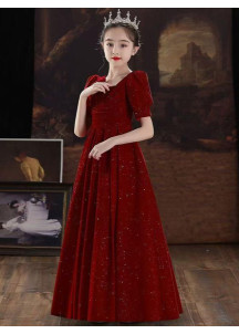 Stunning Long Red Ceremonial Dress for Children