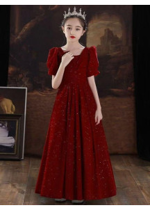 Stunning Long Red Ceremonial Dress for Children