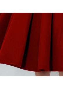 Short Red Cocktail Dress for Children with Long Sleeves and Full Skirt