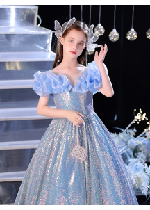 Rose Sequined Ceremony Dress for Children