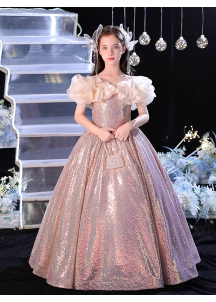 Rose Sequined Ceremony Dress for Children