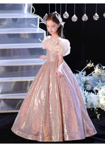 Rose Sequined Ceremony Dress for Children