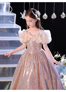 Rose Sequined Ceremony Dress for Children