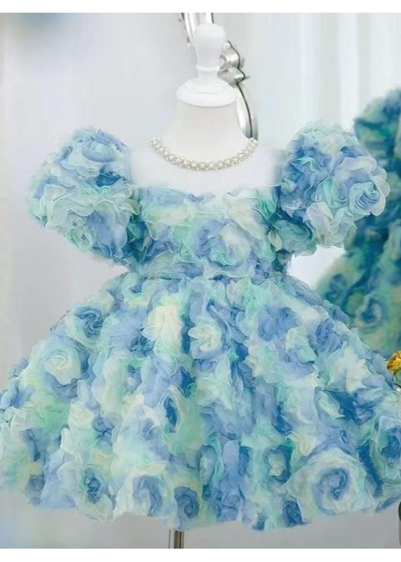 Vestido de Flor de Niña con Rosas en Tela de Colores Pastel