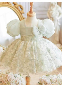 Soft Green Floral Girl's Ceremony Dress