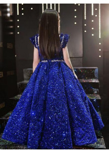 Vestido de Ceremonia para Pequeñas Princesas - Azul Noche Brillante