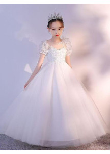 Wedding Flower Girl Dress in White Tulle