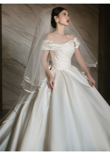 Classic white satin wedding dress very romantic