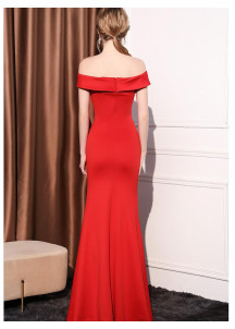 Long Red Evening Gown with Side Slit