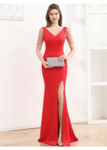 Red Carpet Glamour: Long Red Mermaid Evening Gown