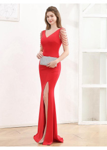 Red Carpet Glamour: Long Red Mermaid Evening Gown