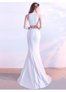 White Ball Gown with a Subtle Side Slit