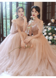 Peach Tulle Bridesmaid Dress