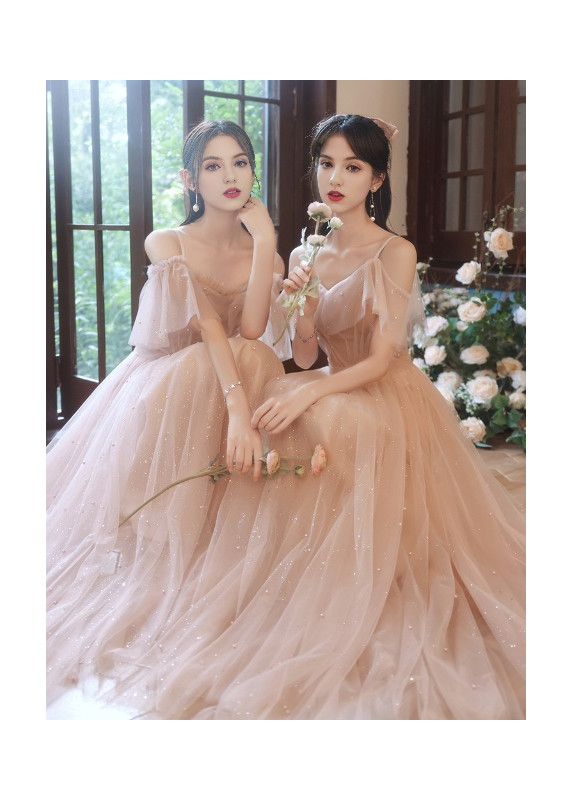 Peach Tulle Bridesmaid Dress