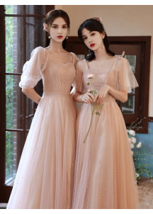 Peach Tulle Bridesmaid Dress