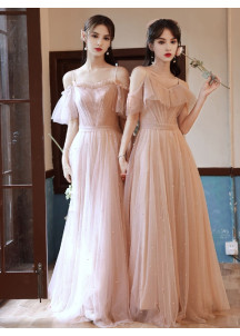 Peach Tulle Bridesmaid Dress