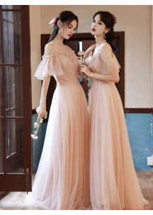 Peach Tulle Bridesmaid Dress