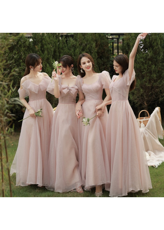 Pale Pink Silk Chiffon Bridesmaid Dress