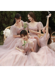 Pale Pink Silk Chiffon Bridesmaid Dress