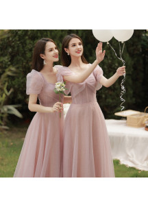 Pale Pink Silk Chiffon Bridesmaid Dress