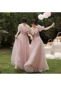 Pale Pink Silk Chiffon Bridesmaid Dress