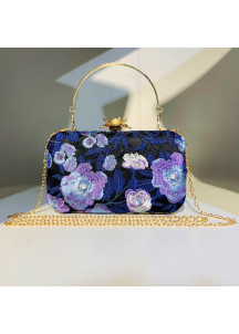 Embroidered Floral Evening Clutch with 3D Design