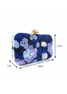 Embroidered Floral Evening Clutch with 3D Design