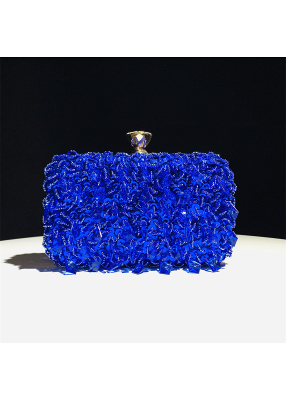 Evening Clutch with Sequins and Crystals in Mallard Color