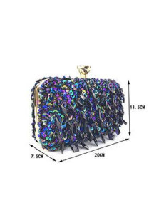 Evening Clutch with Sequins and Crystals in Mallard Color