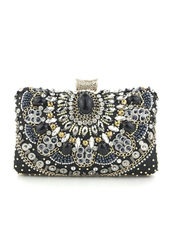 Sophisticated Floral Evening Clutch with Strass