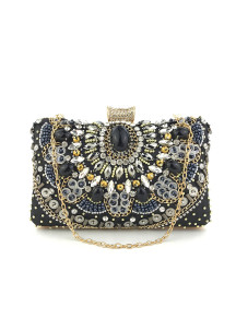 Sophisticated Floral Evening Clutch with Strass