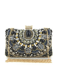 Sophisticated Floral Evening Clutch with Strass