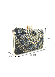 sac à main pochette de soirée motif floral sophistiqué de strass