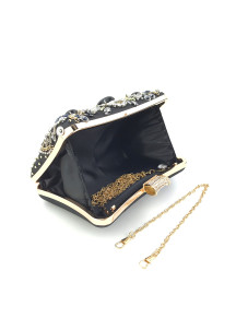 Sophisticated Floral Evening Clutch with Strass