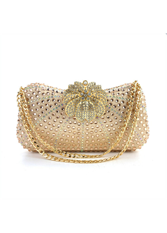 Sparkling Evening Clutch with Floral Motif Clasp