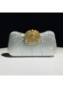 Sparkling Evening Clutch with Floral Motif Clasp