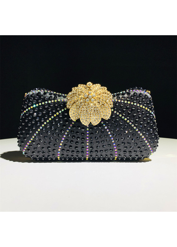 Sparkling Evening Clutch with Floral Motif Clasp