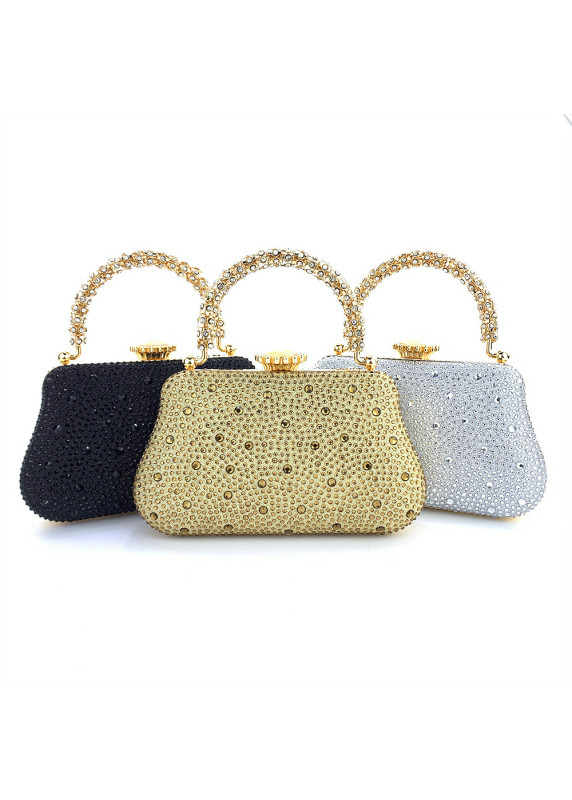 Sparkling Evening Clutch Bag with Golden Strass Handle