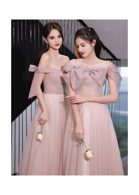 cheap pale pink bridesmaid dress