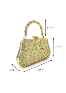 sac à main pochette de soirée étincelant avec poignée dorée à strass