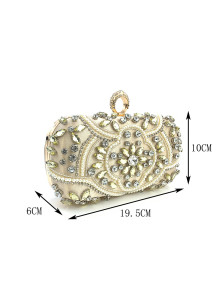 Evening Clutch Bag with Strass and Pearl Floral Pattern