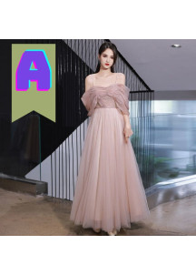 Vestido de dama de honor rosa pálido barato